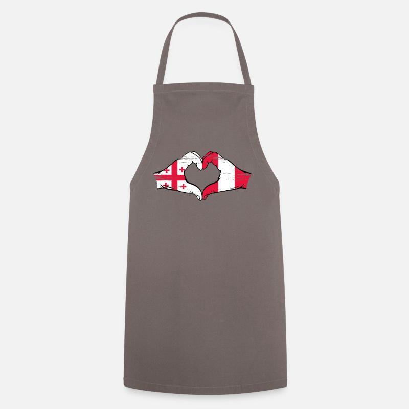 Géorgie Pérou drapeau mains forme de coeur utilisé - Tablier de cuisine - gris