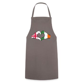 Géorgie Irlande drapeau mains forme de coeur utilisé - Tablier de cuisine - gris - Devant - AI Model Male 185 dark (185cm)