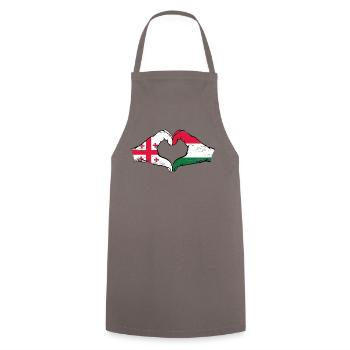 Géorgie Hongrie drapeau mains forme de coeur utilisé - Tablier de cuisine - gris - Devant - AI Model Male 185 dark (185cm)