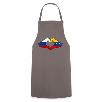 Russia Venezuela Flag Hands Heart Shape - Cooking Apron - grey - Front - AI Model Male 185 dark (185cm)