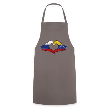 Russia Venezuela Flag Hands Heart Shape used - Cooking Apron - grey - Front - AI Model Male 185 dark (185cm)
