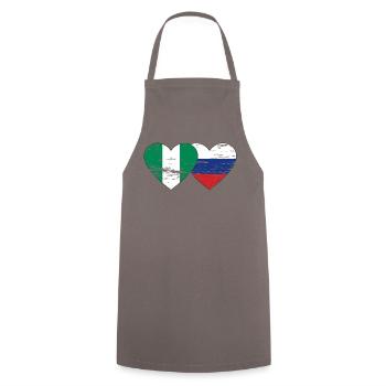 Nigeria Russie Drapeau Coeur Utilisé - Tablier de cuisine - gris - Devant - AI Model Male 185 dark (185cm)