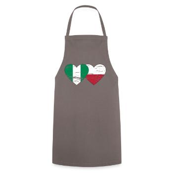 Drapeau du Nigeria Pologne coeur utilisé - Tablier de cuisine - gris - Devant - AI Model Male 185 dark (185cm)