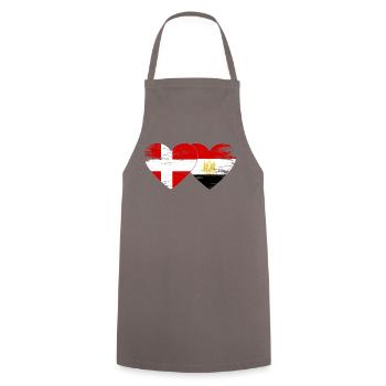 Denmark Egypt Flag Hands Heart Shape Used - Cooking Apron - grey - Front - AI Model Male 185 dark (185cm)