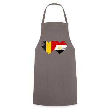 Belgium Egypt Flag Hands Heart Shape Used - Cooking Apron - grey - Front - AI Model Male 185 dark (185cm)