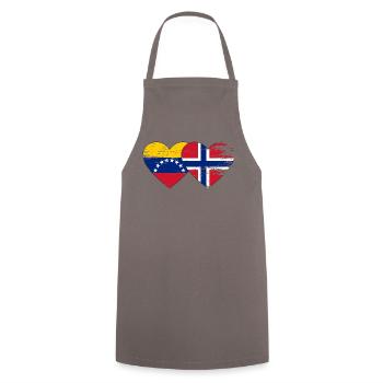 Venezuela Norway flag hands heart shape used - Cooking Apron - grey - Front - AI Model Male 185 dark (185cm)
