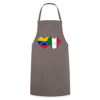 Venezuela Italy Flag Hands Heart Shape Used - Cooking Apron - grey - Front - AI Model Male 185 dark (185cm)