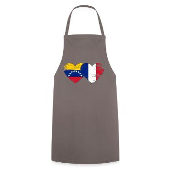 Venezuela France Flag Hands Heart Shape Used - Cooking Apron - grey - Front - AI Model Male 185 dark (185cm)