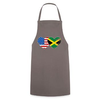 États-Unis Drapeau de la Jamaïque mains forme de coeur utilisé - Tablier de cuisine - gris - Devant - AI Model Male 185 dark (185cm)