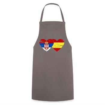 Serbie Espagne Drapeau Mains Coeur Forme Utilisé - Tablier de cuisine - gris - Devant - AI Model Male 185 dark (185cm)
