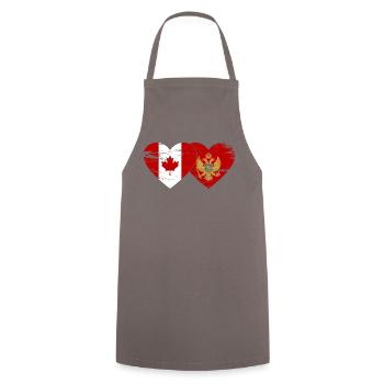 Canada Montenegro Flag Heart used - Cooking Apron - grey - Front - AI Model Male 185 dark (185cm)