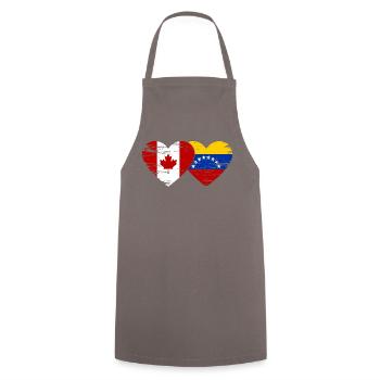 Canada Venezuela flag heart used - Cooking Apron - grey - Front - AI Model Male 185 dark (185cm)