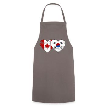 Canada Corée du Sud Drapeau Coeur Utilisé - Tablier de cuisine - gris - Devant - AI Model Male 185 dark (185cm)