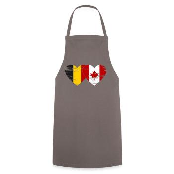 Belgium Canada Flag Heart used - Cooking Apron - grey - Front - AI Model Male 185 dark (185cm)
