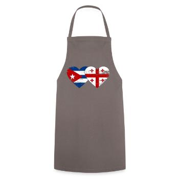 Cuba, Géorgie, drapeau coeur utilisé - Tablier de cuisine - gris - Devant - AI Model Male 185 dark (185cm)