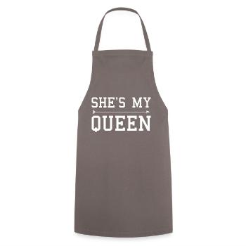 Elle est ma reine cool partenaire de lettrage cadeau - Tablier de cuisine - gris - Devant - AI Model Male 185 dark (185cm)