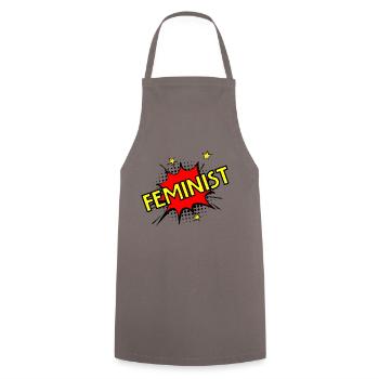 Feminist - Cooking Apron - grey - Front - AI Model Male 185 dark (185cm)