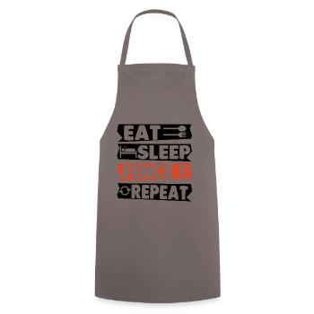 Eat Sleep Fence Repeat - Kochschürze - Grau - Vorne - AI Model Male 185 dark (185cm)