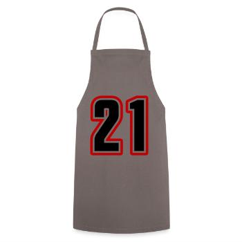 21 symbole de nombre - Tablier de cuisine - gris - Devant - AI Model Male 185 dark (185cm)