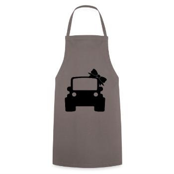 Frau mit Geländewagen - Kochschürze - Grau - Vorne - AI Model Male 185 dark (185cm)