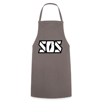 SOSonline.ch Schriftzug weiss - Kochschürze - Grau - Vorne - AI Model Male 185 dark (185cm)