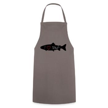 I loveTrout black - Cooking Apron - grey - Front - AI Model Male 185 dark (185cm)