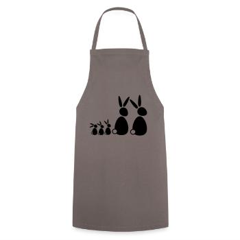 5 lapins, famille, enfants, parents, trois frères et sœurs, doux - Tablier de cuisine - gris - Devant - AI Model Male 185 dark (185cm)
