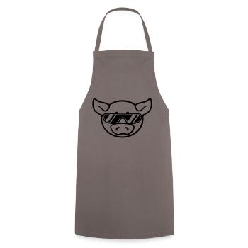 Cool sunglasses party pig - Cooking Apron - grey - Front - AI Model Male 185 dark (185cm)