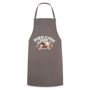 Optimistic - Cheerful Positive - Cooking Apron - grey - Front - AI Model Male 185 dark (185cm)