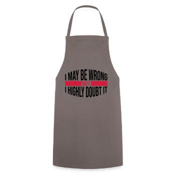 I may be wrong - Cooking Apron - grey - Front - AI Model Male 185 dark (185cm)