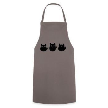 Drei schwarze Katzen - Kochschürze - Grau - Vorne - AI Model Male 185 dark (185cm)