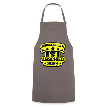 Bachelor Party 2024 - Cooking Apron - grey - Front - AI Model Male 185 dark (185cm)