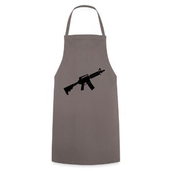 M4 - Kochschürze - Grau - Vorne - AI Model Male 185 dark (185cm)