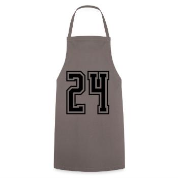 24 Zahl nummer - Kochschürze - Grau - Vorne - AI Model Male 185 dark (185cm)