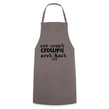 We wear Crowns over Hair - Cooking Apron - grey - Front - AI Model Male 185 dark (185cm)