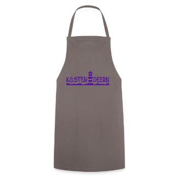 Küstendeern Aufschrift Violett - Kochschürze - Grau - Vorne - AI Model Male 185 dark (185cm)