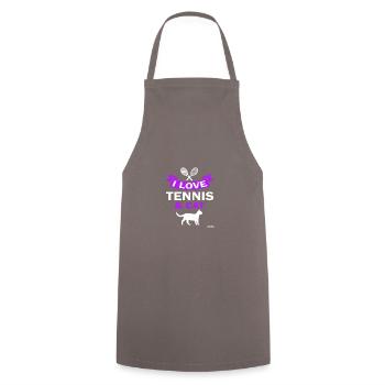 Cadeau d'amour de tennis chat sport - Tablier de cuisine - gris - Devant - AI Model Male 185 dark (185cm)