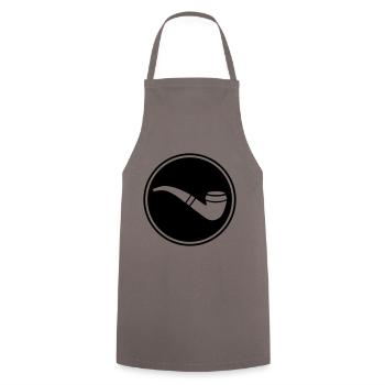 Smoking a pipe - Cooking Apron - grey - Front - AI Model Male 185 dark (185cm)