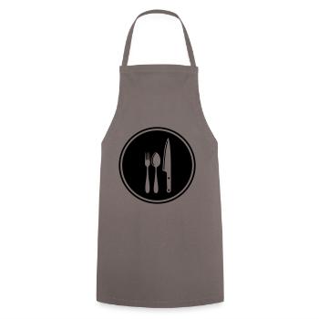 Fork Cutlery - Cooking Apron - grey - Front - AI Model Male 185 dark (185cm)
