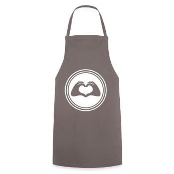 Hände Herz Symbol - Kochschürze - Grau - Vorne - AI Model Male 185 dark (185cm)