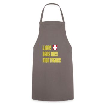 Libre dans mes montagnes - Savoie / Savoyard - Tablier de cuisine - gris - Devant - AI Model Male 185 dark (185cm)