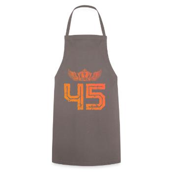 45 Zahl Krone - Kochschürze - Grau - Vorne - AI Model Male 185 dark (185cm)