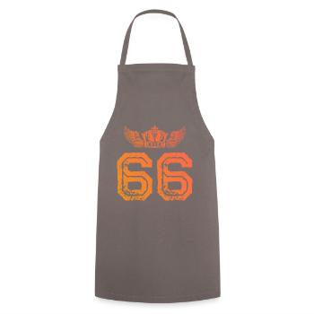 66 Zahl Krone - Kochschürze - Grau - Vorne - AI Model Male 185 dark (185cm)