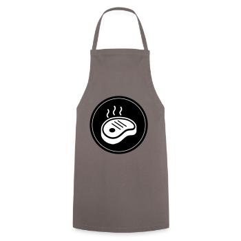 Cercle d’icônes de steak - Tablier de cuisine - gris - Devant - AI Model Male 185 dark (185cm)