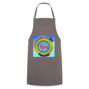 Love Peace Joy Pancake und Regenbogen - Kochschürze - Grau - Vorne - AI Model Male 185 dark (185cm)