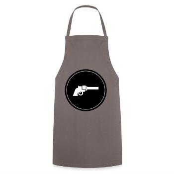 Weapon Symbol Pistol - Cooking Apron - grey - Front - AI Model Male 185 dark (185cm)