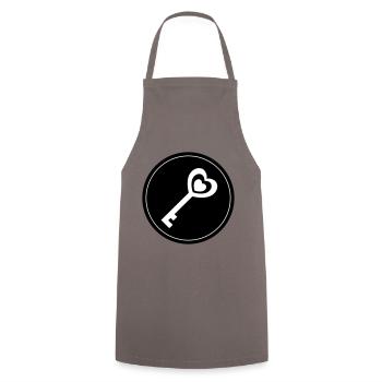 Cercle de mariage cœur clé - Tablier de cuisine - gris - Devant - AI Model Male 185 dark (185cm)