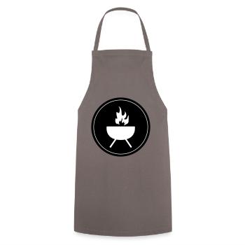 Grill Icon Symbol - Kochschürze - Grau - Vorne - AI Model Male 185 dark (185cm)