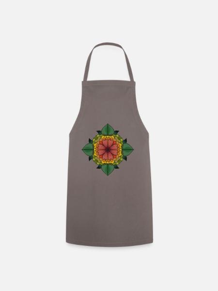 Mandala gezeichnet - Kochschürze - Grau