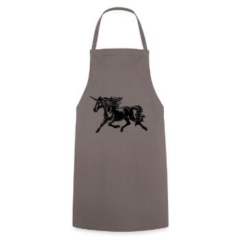 Licorne majestueuse – Dessin au trait fantastique - Tablier de cuisine - gris - Devant - AI Model Male 185 dark (185cm)